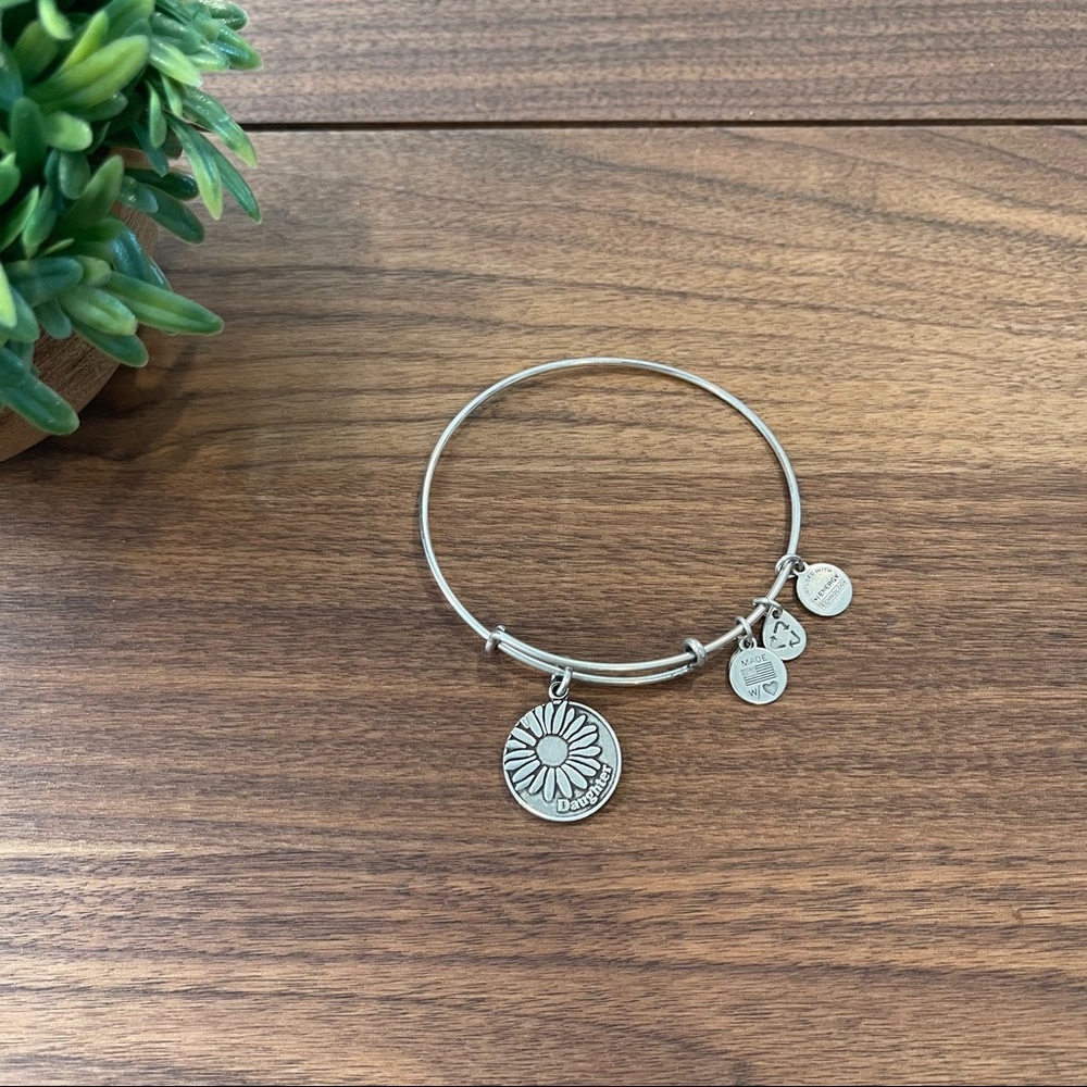 ALEX AND ANI Daughter Flower Charm Bangle Bracelet